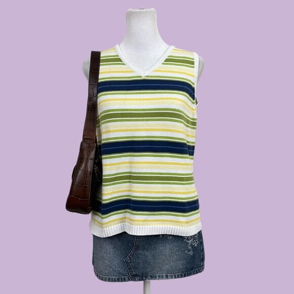 Other Tops - striped knit sleeveless top country club minimalist preppy coastal